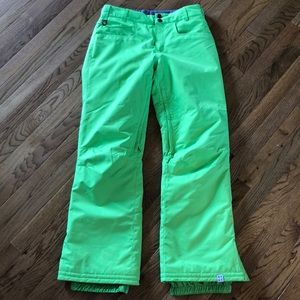 Lime green roxy snow pants